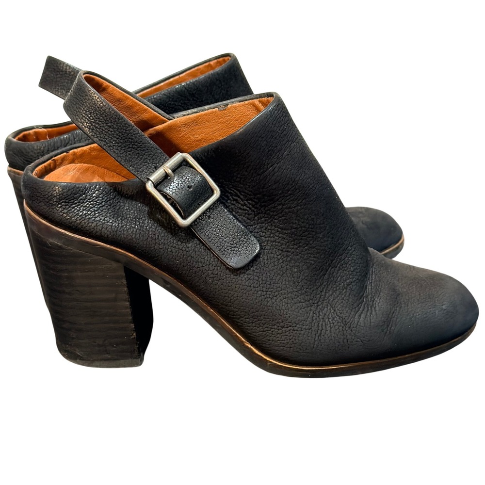 Lucky Brand Machiko Booties Womens 6.5 Black Leather Slingback Block Heel Boho